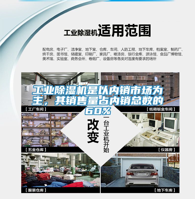 工業(yè)除濕機(jī)是以?xún)?nèi)銷(xiāo)市場(chǎng)為主，其銷(xiāo)售量占內(nèi)銷(xiāo)總數(shù)的60%